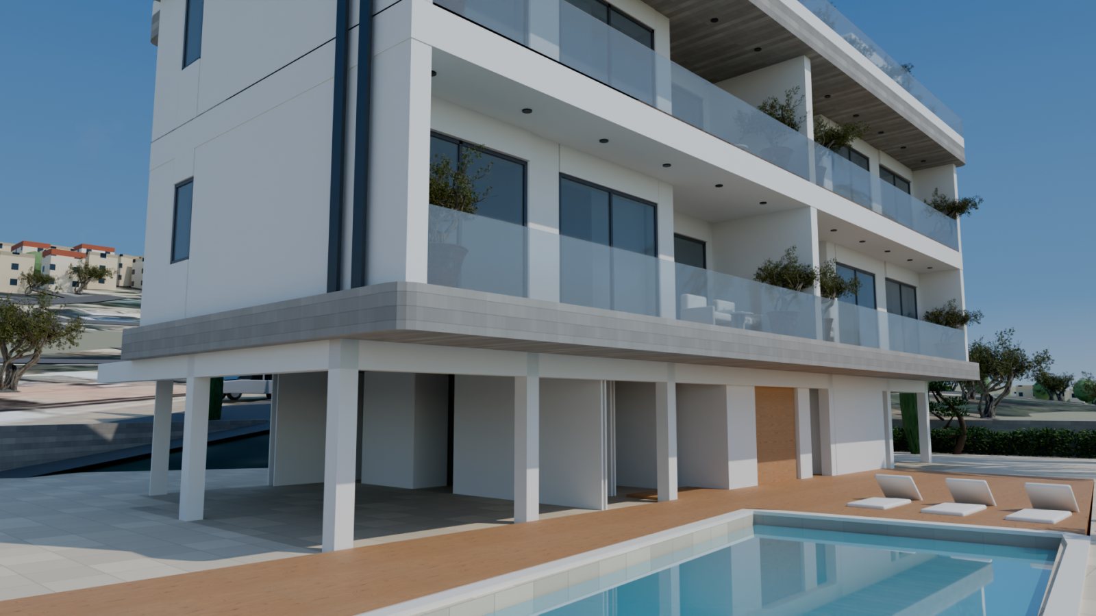 The pool and the west front